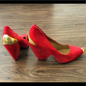 Vintage red soft suede